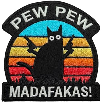 Regenbogen Katze Schwarz Katze Patches Klett Lustiger Klett Stickerei | Katze Stickerei Aufnäher für Kleidung Rucksack Jacken Hundegeschirr 1 Stück