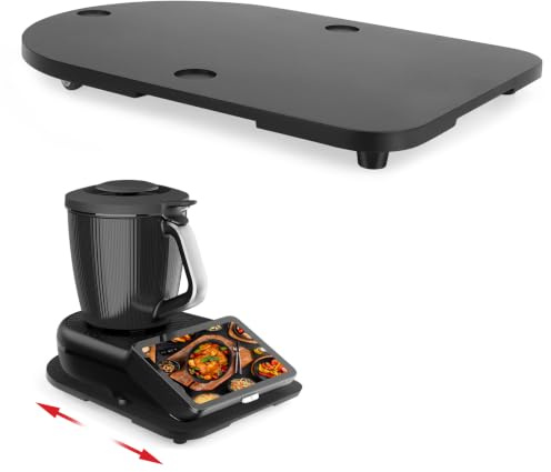 Bambus Gleitbrett für Thermomix TM7, Rollbrett zum mühelosen Verschieben | Schützt die sensible Waage | mit Rutschfest Gummifüße Stabiler Stand | TM7 Zubehör Slider (Schwarz)