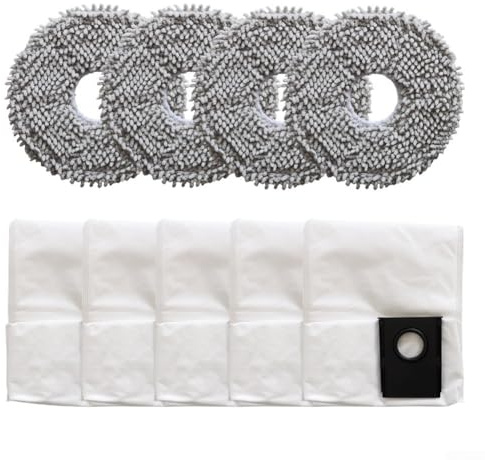 Kit de chiffon et sac à poussière compatible avec Eureka J15 et pour aspirateur robot Evo Ultra. Comprend 4 serpillères et 5 sacs à poussière résistants aux obstructions, faciles à installer
