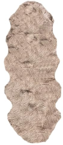 walexo Alfombra de piel de cordero auténtica – Suave pelo natural de alta calidad para sofá, alfombra de cama, accesorio para el hogar, sostenible y transpirable (topo, 190 cm)