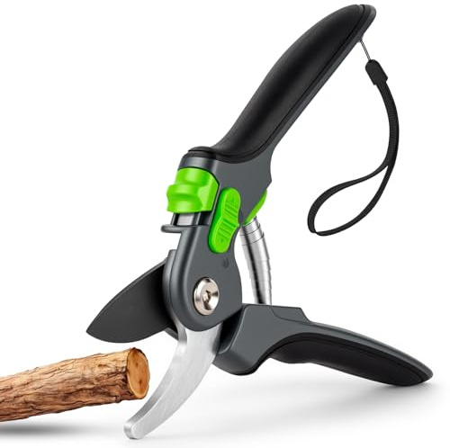 OSDUE Forbici da Potatura, Forbici da Giardino Lama SK5, Forbici Cesoie Taglio Bypass con Blocco di Sicurezza, Diametro di Taglio 24 mm Cesoie Siepi Antiruggine per Fiori Piante Vendemmia