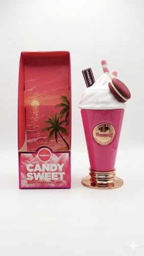 D'Donna Yummy! Candy Sweet Body Mist, Aroma Dulce de Caramelo, 200ml, Envase Coleccionable Diseño Batido Fucsia