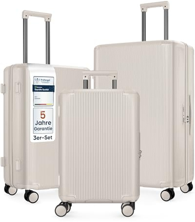 4FLY Leichter Premium Hartschalen-Reisekoffer Set 3-teilig (M/L/XL) – Koffer Set mit TSA-Schloss, 4 Spinner-Doppelrollen & Aluminium-Teleskopgriff, Reisegepäck Set mit Handgepäck & Aufgabegepäck