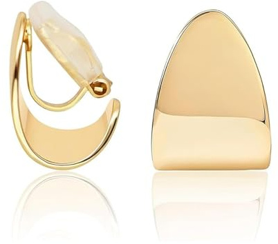 Rainway Boucle d'Oreille Clip Femme en Acier Inoxydable Hypoallergénique Sans Perçage Confortable à la Mode 2026 Bijoux Doré Épais Non Percées Parfait pour Quotidien Sortie et Occasion Spéciale