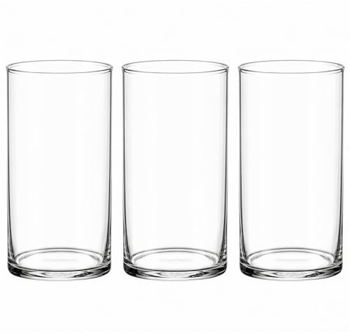GREENSAPPIRE 3 Pack Glass Cylinder Vases for Table Decoration, 15cm Clear