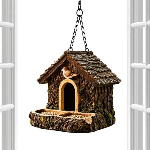 Mangiatoie per uccelli selvatici, Decorazione del giardino rustico a forma di casa,Mangime per uccelli selvatici per esterni | Per cortile fattoria prato finestra albero