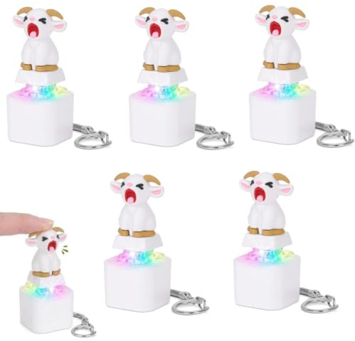 Screaming Goat Keycap Fidget Keychain, Rechargeable Keyboard Clicker with Realistic Goat Sound & LED Light, Portable Stress Relief Toy for Office Desk, Funny Gift for Adults