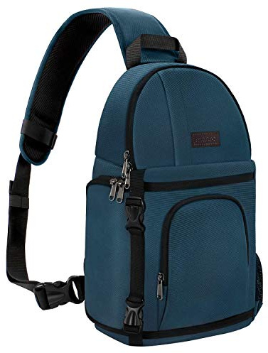 MOSISO Camera Bandolera, DSLR/SLR/Mirrorless Cámara Funda Shockproof Fotografía Cámara Mochila con Soporte Trípode&Insertos Modulares Extraíbles Compatible con Canon/Nikon/Sony/Fuji,Trullo Profundo