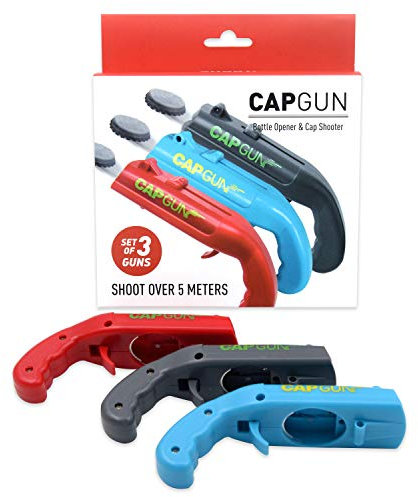 Frola Beer Bottle Opener Creative Funny Launcher Shooter Beer Cap Bottle Opener Funny Shoots Over 6 Meters(Red&Gray&Arctic Blue)