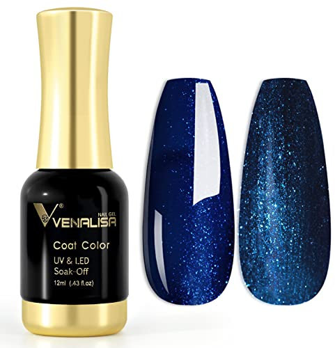 VENALISA Gel Nail Polish, 12ml Deep Pearly Blue Color Soak Off UV LED Nail Gel Polish Nail Art Starter Manicure Salon DIY at Home, 0.43 OZ…
