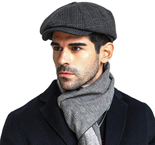 RUIXIA Herren Baskenmütze Barett, Retro Beret Schiebermütze Newsboy Flat Cap Gatsby Barett Cap Outdoors Sportmütze Golfermütze Schlägermütze Hunting Hat Fahren Hut für Männer Gentleman Herren