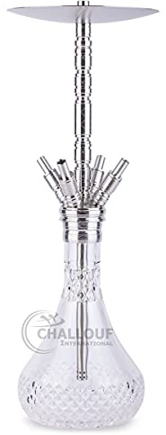 WD Hookah Edelstahl Shisha Wasserpfeife X3A-6 Silver/Clear