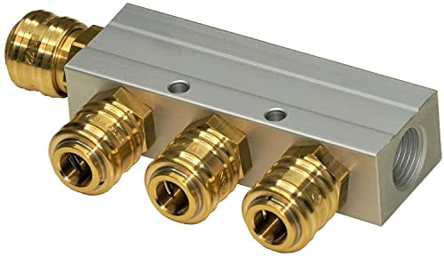 Druckluftverteiler Aluminiumverteiler Alu-Verteiler Druckluftkupplung Pneumatik (mit 3 Kupplung einseitig)