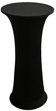 Stehtisch Hussen Stretch Hussen für Stehtische 60x110 cm,Spandex Stehtischhussen Elastische Tischdecke für Stehtische/Bistrotische,Verstärkung im Fußbereich rutschfest Waschbar,Schwarz,1Pc