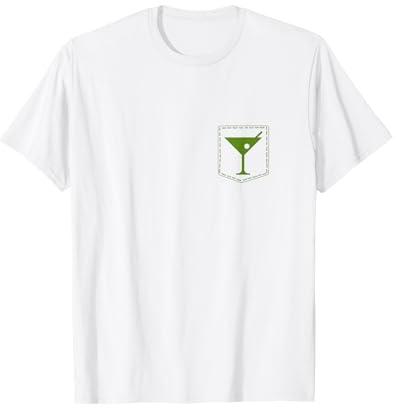 Funny T Shirt Pocket Gift Martini Glass Olive Alcohol Drink T-Shirt