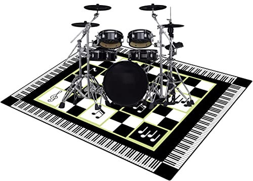EYZO Drum Teppich Schlagzeug Teppich Schallschutz Schallschutzmatte rutschfeste Trommel Teppiche Quadratische Schallschutzdecke Für Bass Drum Snare, Schlagzeugteppich aus Polyesterfaser 120CMx80CM