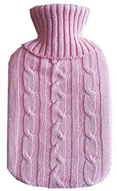 KINHA 2000 ml Wärmflasche, gestrickter Bezug, einfarbig, Tasche, Handwärmer, Winterwärmeerhaltung, große Wärmflaschenbezug