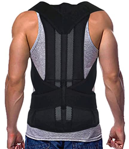LBHT XS-5XL Plus Size Posture Corrector Women Men Back Brace Full Back Support Belt Clavicle Spine Support Reshape Your Body Upper And Lower Back Pain Relief Brace (Color : Black, Size : 5XL)