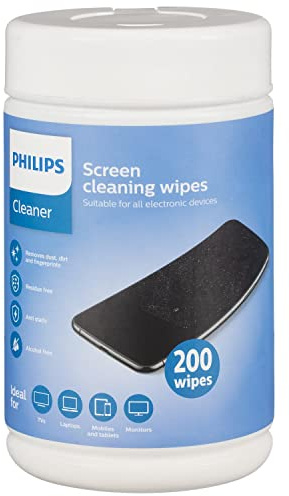 Professional Phylieps Screen Cleaning Wipes (200 count) - Removes Dust, Dirt and Fingerprints - Residue Free - Anti Static - Alcohol Free - Screen Cleaning Wipes for Laptops, PC, Smartphones, Tablets