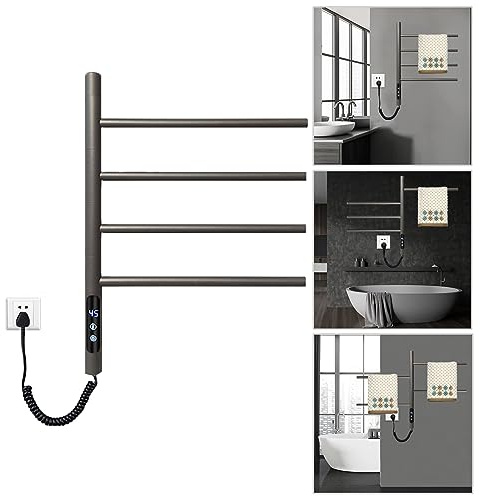 ZOYI 180°Drehung elektrischer handtuchtrockner Bad, elektrisch badheizkörper handtuchhalter, handtuchwärmer elektrisch Bad, handtuchheizkörper elektrisch, 220v,Grau