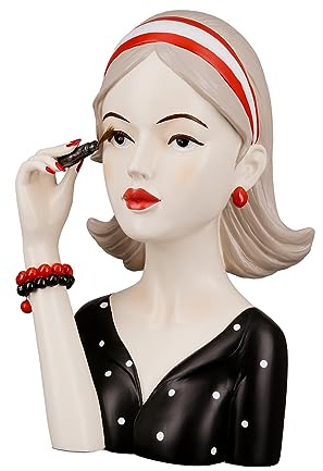 GILDE Dekofigur Frau Lady mit Wimperntusche Kunstharz schwarz 26 cm