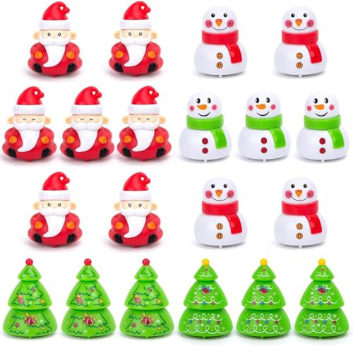 EKKONG Aufziehspielzeug Weihnachten, 20 Stück Aufziehauto Autos Spielzeug Schneepuppen/Weihnachtsbaum/Santa Claus Form, Weihnachtsspielzeug für Mädchen Junge