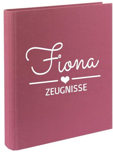 Zeugnismappe mit Namen personalisiert aus Leinen Schulkind Geschenk zur Einschulung Beere Motiv Herz