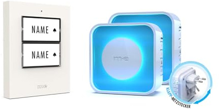 m-e Funkklingel BELL-512 W mit Sender und 2x Empfänger für 2-Familienhaus | Erweiterbare kabellose Türklingel mit 500 Meter Reichweite | Spritzwassergeschützte Klingelanlage mit IP 44