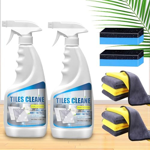 2025 Verbessertes Fliesen-Reinigungsspray, Tile Grout Cleaner Sprayer, Sprüher, ultimativer Fugenreiniger für Fliesenböden, Fugen- und Fliesenreinigung, robustes Reinigungsspray (2 stück)