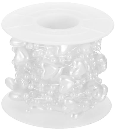 PATIKIL Corazón Perla Cuerda Cuentas Guirnalda, 16.4 Pies Perla Artificial Hebras Carrete para Navidad Árbol Fiesta Bricolaje Artesanía Hogar Boda Decorativo, Blanco