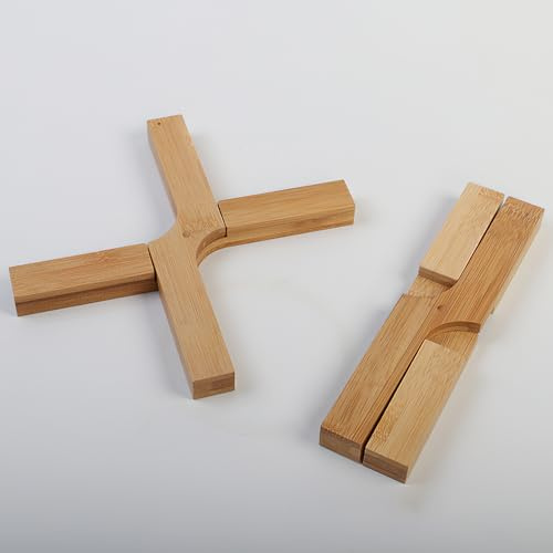 Untersetzer Holz, Untersetzer Topf, Bambus 2er Set Topfuntersetzer, Faltbarer Tischläufer aus Bambus Leicht zu Tragen für Den Täglichen Gebrauch und auf Reisen