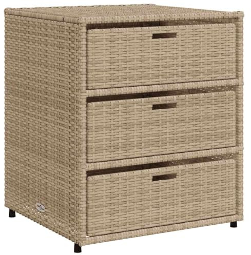 vidaXL Gartenschrank Beige 55x59x69 cm Poly Rattan