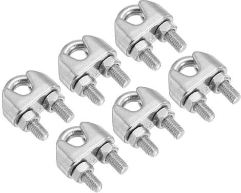 PATIKIL 5/16 / 8mm Drahtseilklemme, 6 Stück M8 U-Bügel aus Edelstahl 304 zur Befestigung von Geländern, Silberfarben