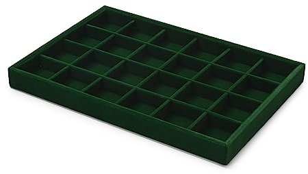 Papten plateau à bijoux empilable en velours, rangement de bijoux tiroir insert à bijoux organisateur 24 compartiments (vert foncé)
