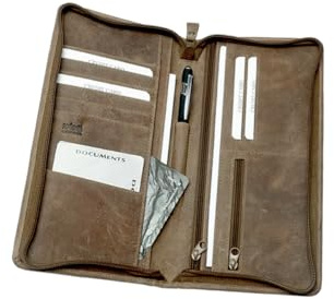 Reiseorganizer Leder Reisepasshülle Etui Dokumenten-mappe Leder Reise, Reisepass Organizer Familie, Reisebrieftasche schwarz braun Reisepass-Tasche RFID Passport-Tasche, Reisedokumententasche groß