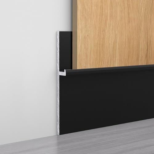 Sockelleiste Höhe 49 Mm Länge 125CM*4 Stück Eloxiert Aluminiumlegierung Fussleisten Für Badezimmer/Garage/Restaurant/Pool/Heimbüro(Schwarz,Stil B)