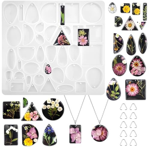 38 Cavité Moule Resine Epoxy Bijoux, Moule Silicone Bijoux
