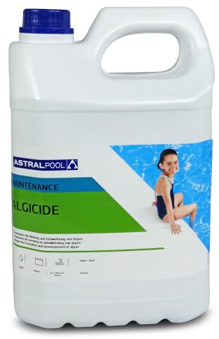 Astral Pool Algenverhütung 5 l - Algizid Konzentrat schaumfrei - Effektive & schnelle Algenbekämpfung - Algenvernichter - gegen grünes Poolwasser
