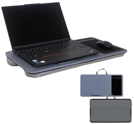 HYFIVE Laptop-Tablett mit Kissen, Schoß-Schreibtischkissen, tragbarer Tablet-Klapptisch, integriertes Mauspad und Handy-Halterung für Betttisch, Sofa, Blau