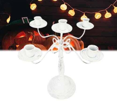 5-Armiger Kandelaber, rostfrei, feuchtigkeitsbeständig, Eisen-Kerzenhalter für Tische, Vintage-Kerzenhalter-Ständer für Halloween, Erntedankfest