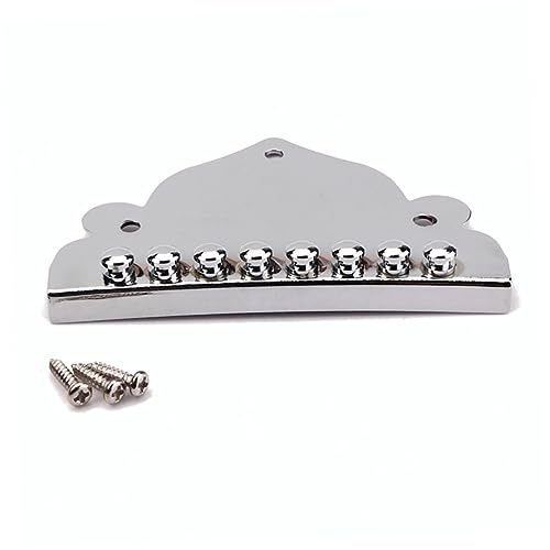 Mandolin Tailpiece 8-String Silver Chrome Triangle String Retainer | Screws, Plated Metal Replacement Part for Broken or Old Instrument Hardware, Fits Mandolin and Box Guitar
