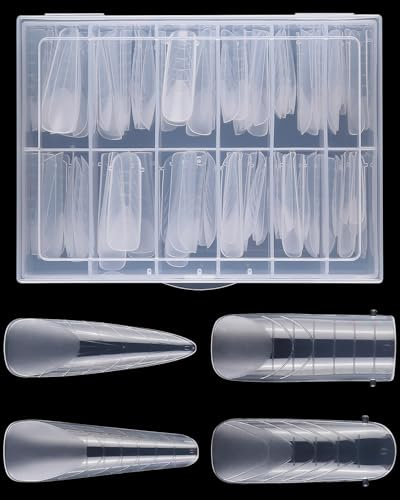 CULEB 96 Stück Dual Nail Forms Set,4 Style 12 Größen Nagelverlängerung Gel Nägel,Polygel Starter für Polymer Gel,Polygel Extension,Maniküre Nagelkunst Design Salon DIY