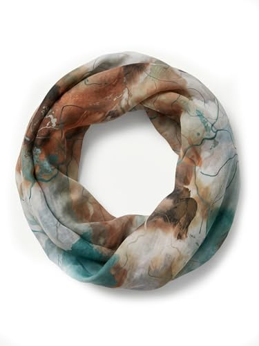 styleBREAKER women's infinity scarf Watercolor Glow with metallic accents | lightweight loop scarf, soft, flowing and breathable for spring and summer, Colour:Brown-beige-dark green