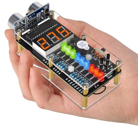 ElektoLoter HC-SR04 Ultraschall Entfernungsmesser Löten Bausatz für Schule | mit LED-Anzeige, DIY Distanzsensor Lötset Bausatz, MINT Löt Lernen für Zuhause, Schule und den täglichen Gebrauch