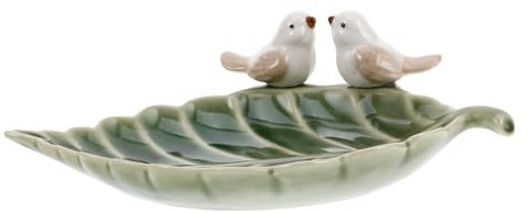 minkissy Plateau Céramique Forme Avec Oiseau Décoratif Plateau à Bijoux Multifonction Pour Savon Et Trinkets Rangement Pour Salle De Bain Et Entrée