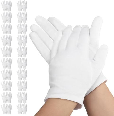Einfa Weiße Baumwollhandschuhe - 20 Paare (40 Stück) Cotton Gloves 20cm S - Klein Arbeitshandschuhe zum Work - Weiß Pflegehandschuhe für Trockene Hände - Frau Mann Handschuhe Baumwolle
