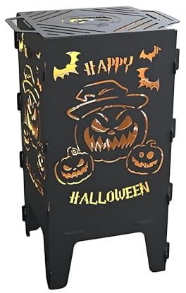 Braciere Da Giardino Zucca Halloween, Braciere Da Esterno Campeggio in Acciaio Corten, Per BBQ Giardino Patio, Portatile Stufa A Legna Ventilata Da Camp, Pieghevole Con Copertura