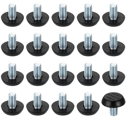 QUARKZMAN 20 stycken M8 möbelfötter justerbara 23 x 15 mm svart | Nivelleringsfötter, skruvbara möbeltassar för bordsben, skåpben, soffa