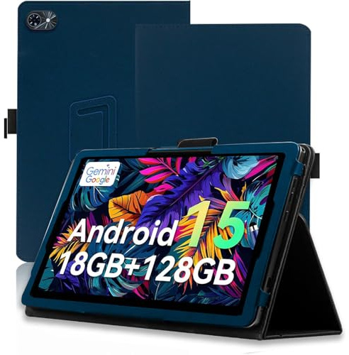 Case for TABWEE T80-2.0/TABWEE Android 15 Tablet 10.1 Inch, Full Coverage Ultra Slim PU Leather Cover Case Folding Stand Cover with Hand Strap Magnet,Blue