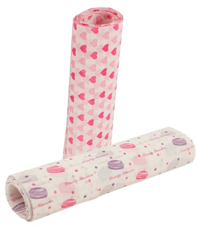 MAGICLULU 200 Pièces Papier Ciré Décoratif et Résistant Chaleur pour Alimentaire Doublure Anti-graisse avec Motifs Macarons et Cœurs pour Sandwichs Pâtisseries et Saint-valentin